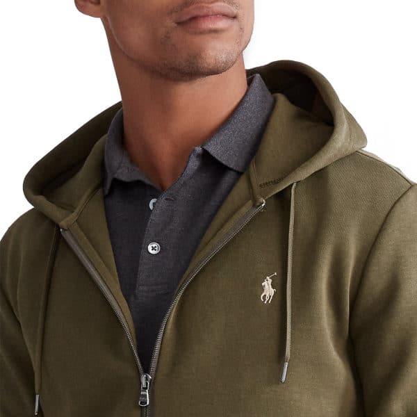Ralph Lauren zip up green hoodie detail