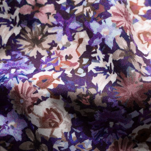 Blue Floral Twill Shirt fabric pink
