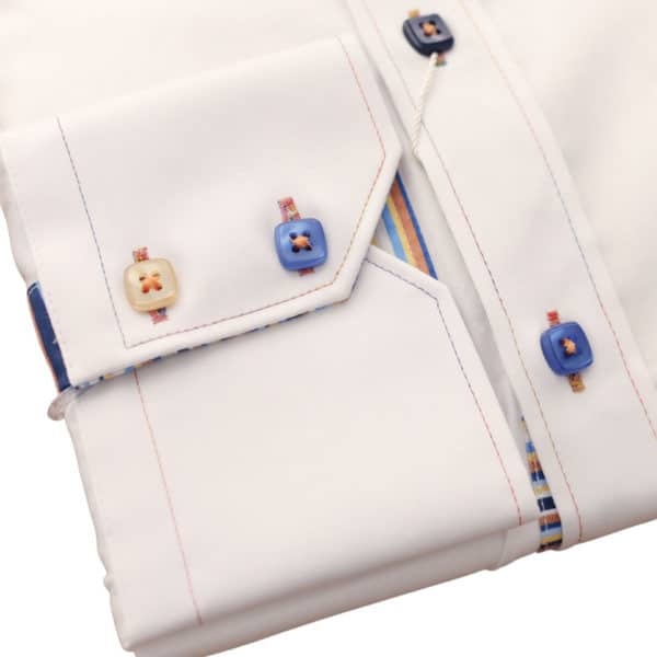 Claudio Lugli 5777 Multi Stripe Coller White Shirt 1