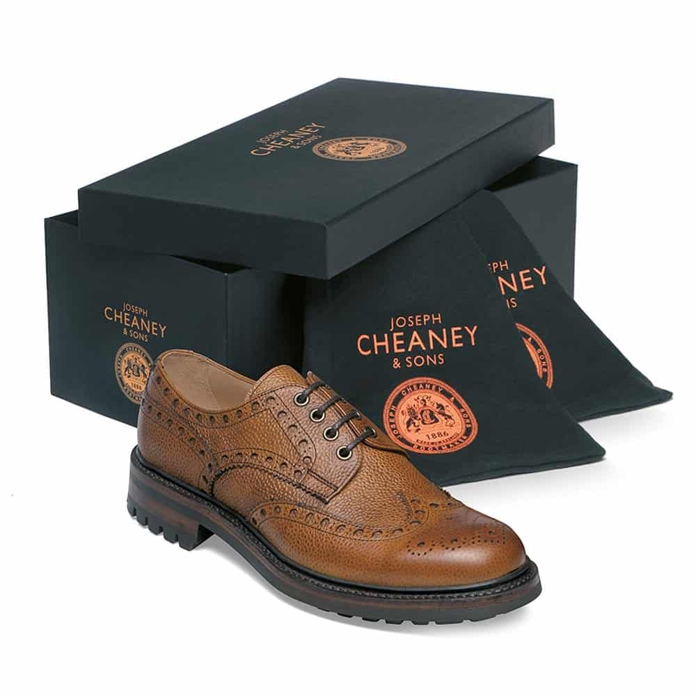 cheaney avon c wingcap derby brogue in almond grain leather p70 1423 image