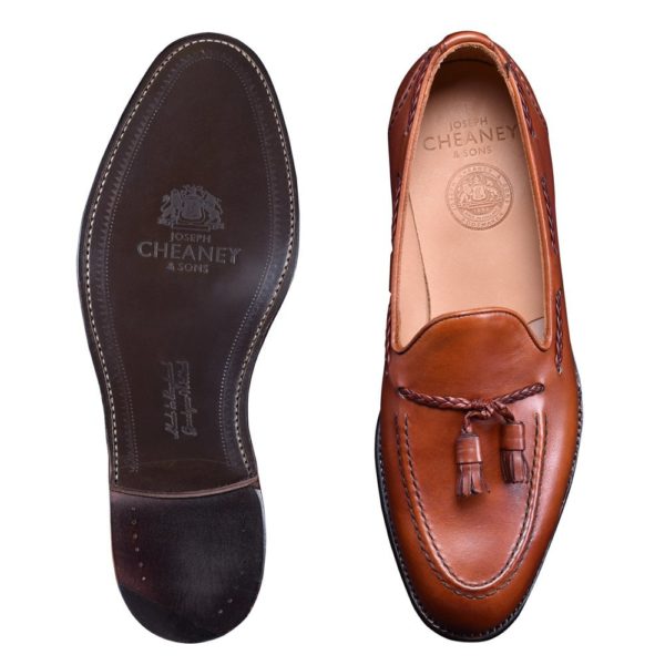 cheaney hugh ii tassel loafer in dark leaf calf leather p821 5645 image