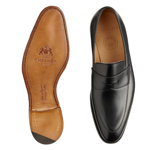 cheaney lewisham penny loafer in black calf leather p849 5840 image