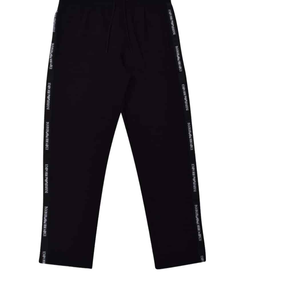 EMPORIO ARMANI BLACK TAPED TRACK PANTS | Menswear Online