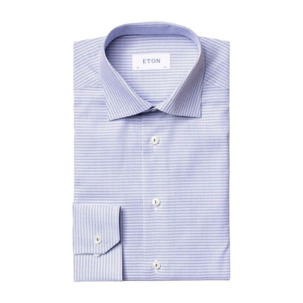 Eton shirt Blue micro woven dobby 1