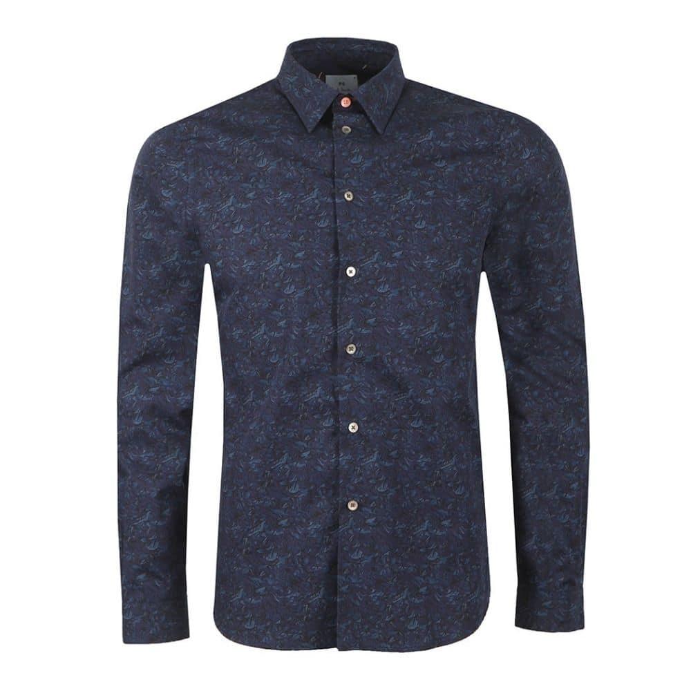 PAUL SMITH Tailored Fit Pattern Shirt Navy