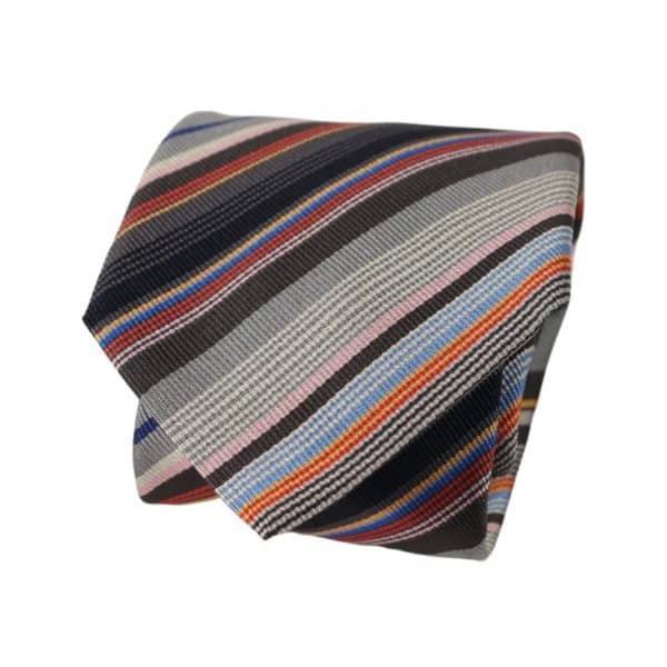 Paul Smith Multi Stripe tie grey orange 2