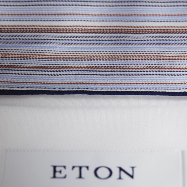 eton striped detail shirt in white collar