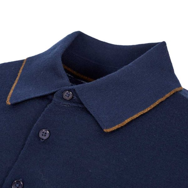 paul smith knitted polo shirt navy collar