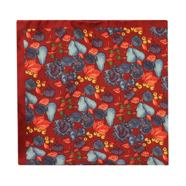 Amanda Christensen pocket square pears and figs red