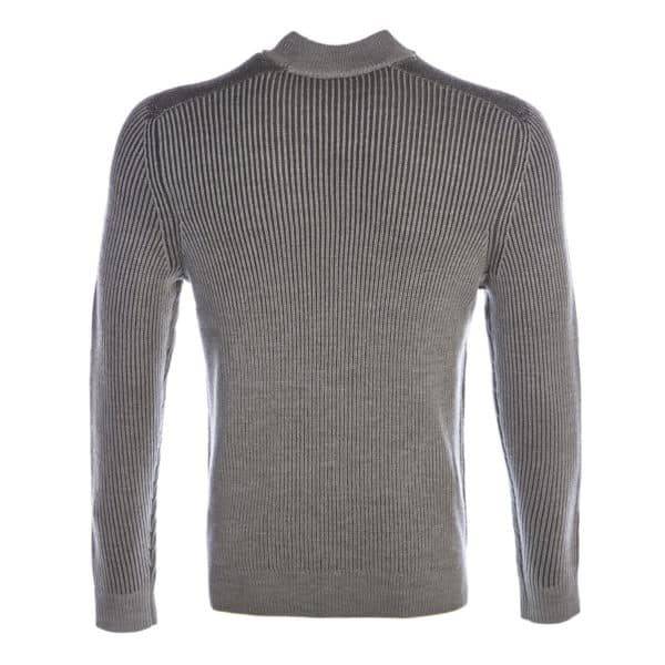 BOSS 1 Ribbed crew neck jumper in Grey back