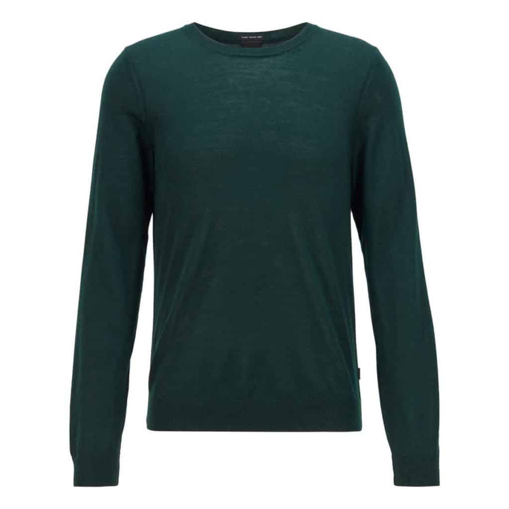 BOSS Crew neck Virgin Wool Green Sweater