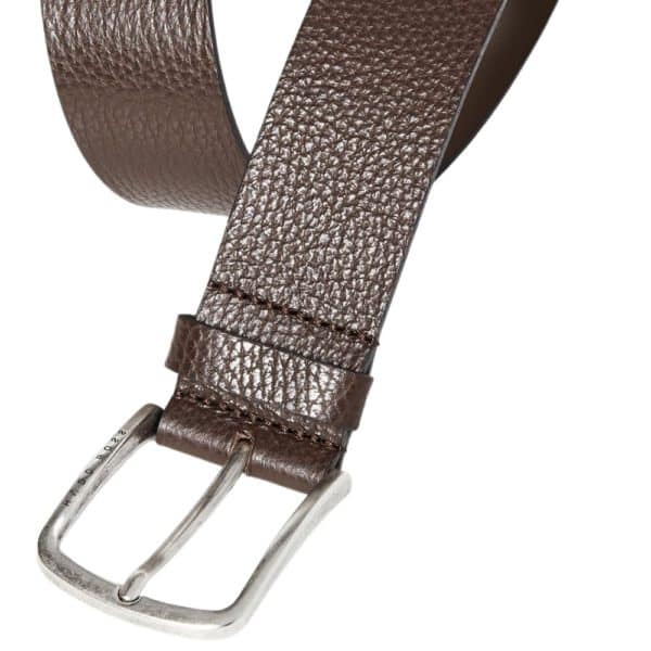 BOSS Sander grain leather belt brown detail