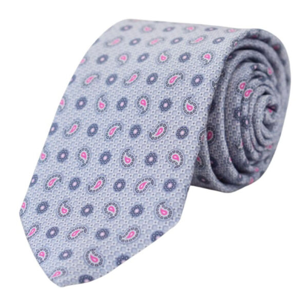 CANALI Silver Paisley Leaf Tie