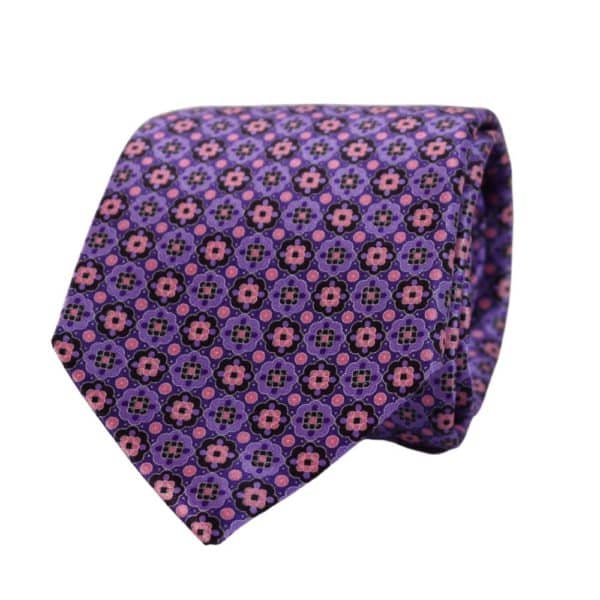 Canali Floral Shape Pattern Tie Purple
