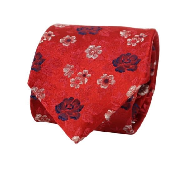 Canali Floral bloom tie red