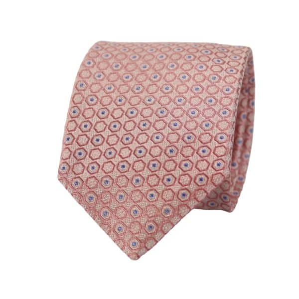 Canali Hexagon and Dots Tie pink