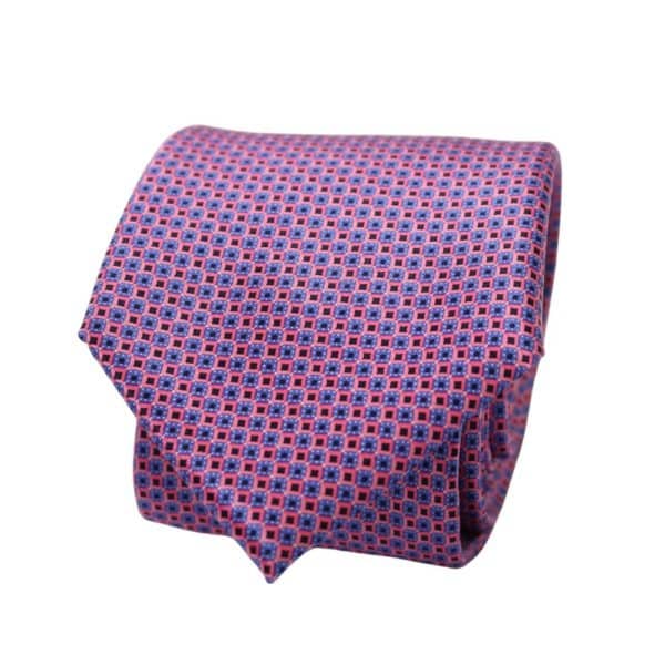 Canali Squares Tie Pink Blue 2