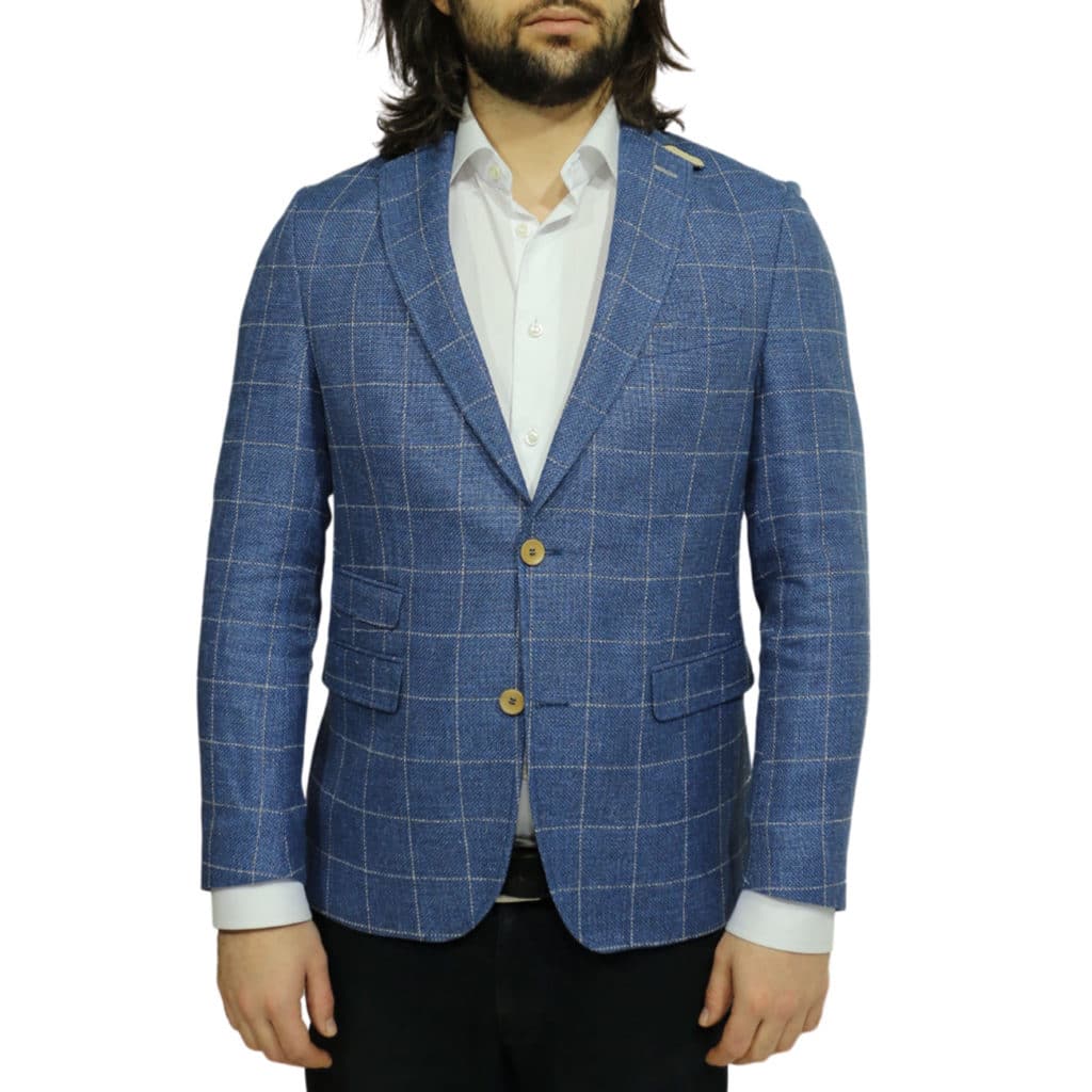 Carl Gross jacket blue windowpane check