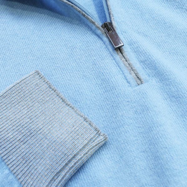 Codice light blue half zip jumper detail1