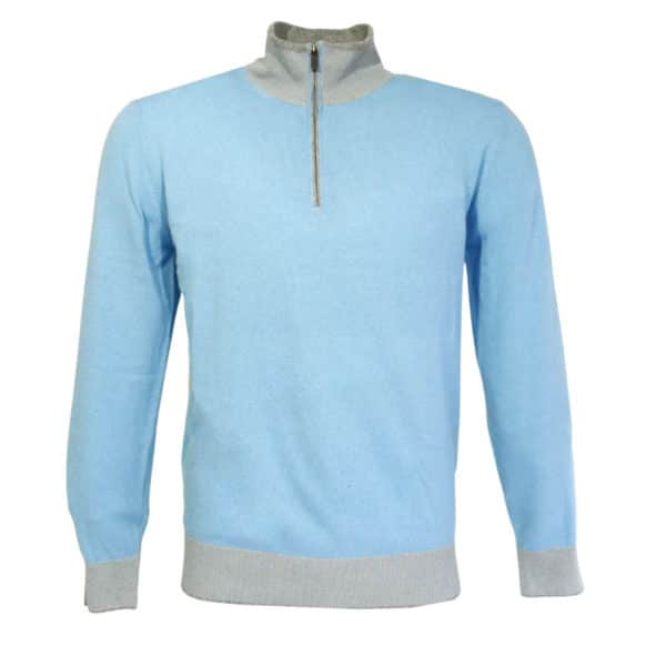 Codice light blue half zip jumper front1