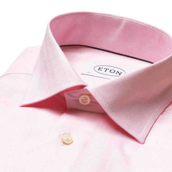Eton shirt Pink Herringbone Twill collar