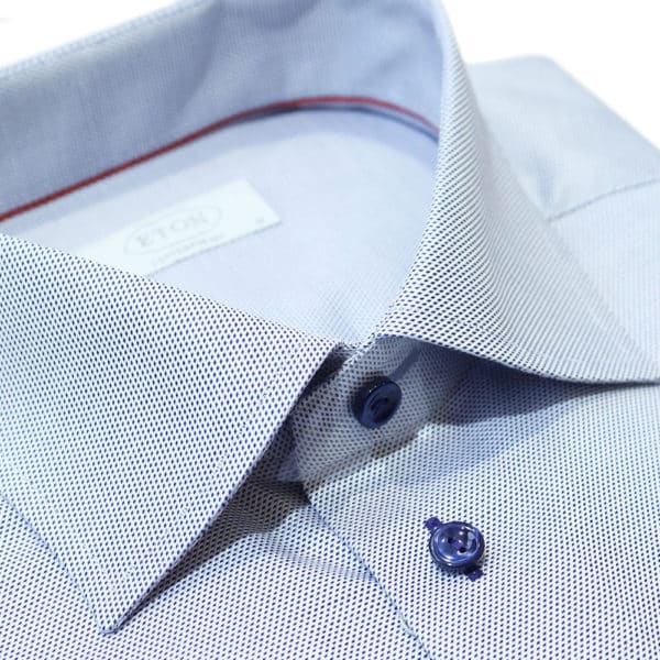 Eton shirt blue micro diamond fabric collar