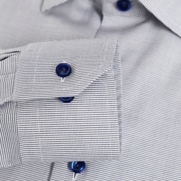 Eton shirt micro stripe navy buttons sleeve