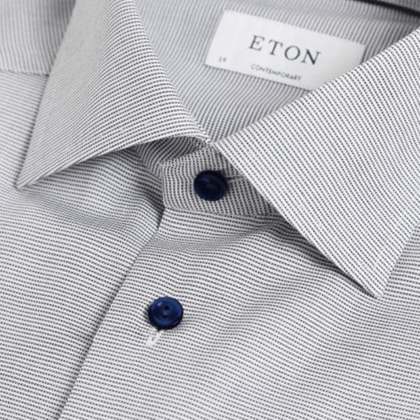 Eton shirt micro stripe navy collar