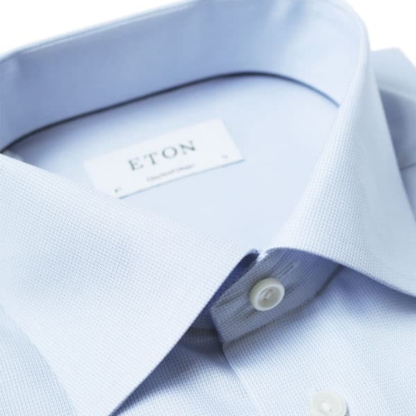 Eton shirt textured twill blue collar