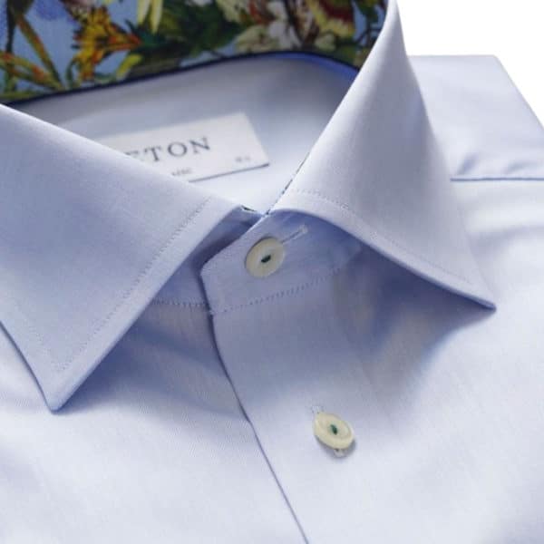 Eton shirt twill flower insert blue collar