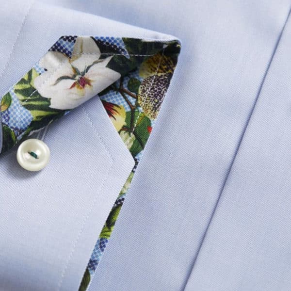 Eton shirt twill flower insert blue sleeve