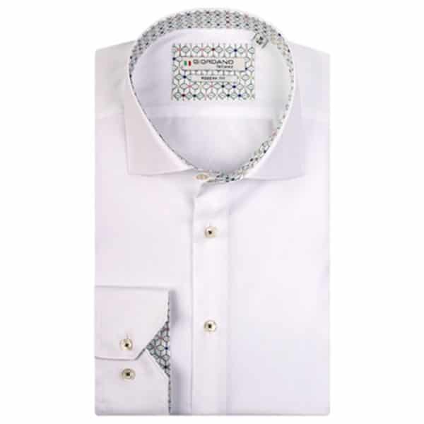 GIORDANO SHIRT GEOMETRIC TRIM WHITE