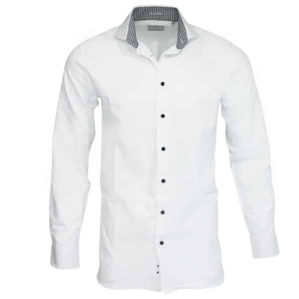 Thomas Maine white shirt check collar