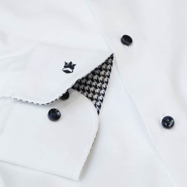 Thomas Maine white shirt check collar cuff detail