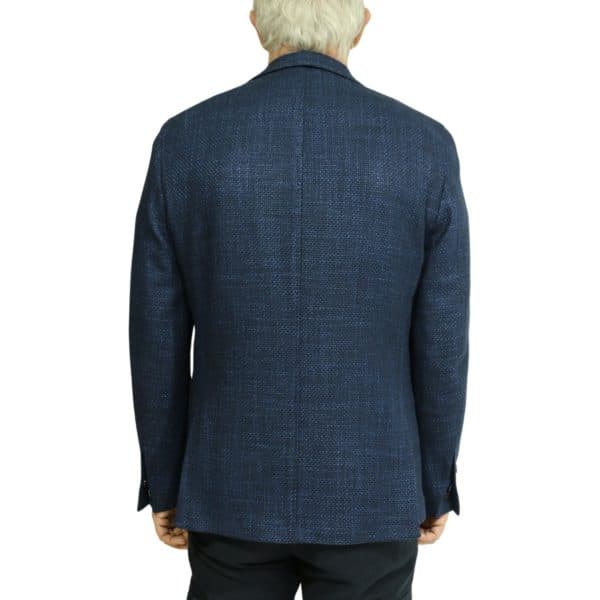 Blue textured blazer jacket back