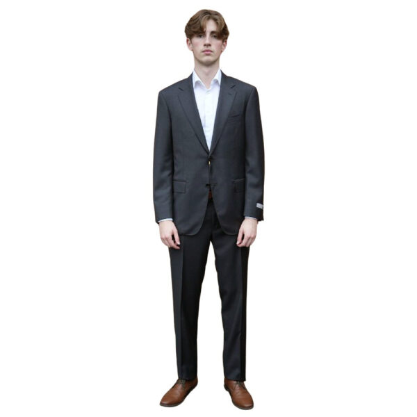 CANALI Charcoal Pinpoint Suit jacket and trousers front