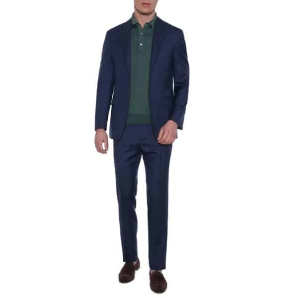 CANALI PURE WOOL TEXTURED SUIT IN DEEP BLUE