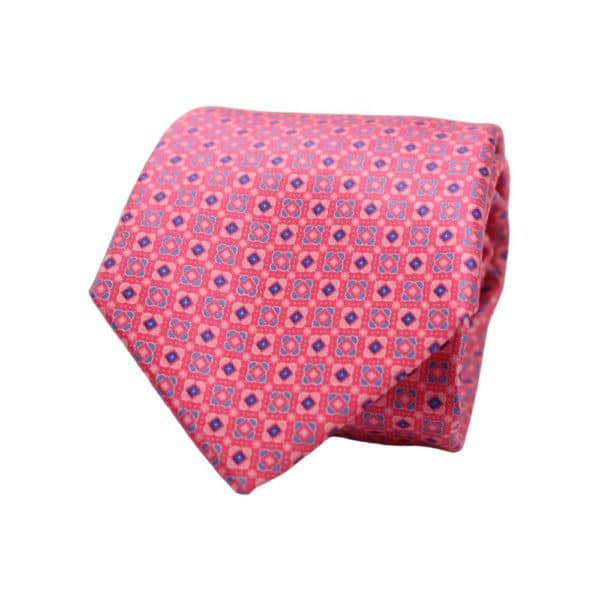 Canali Squares and Diamonds Tie Pink 1