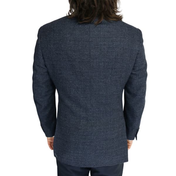 Canali jacket wool speckled navy back