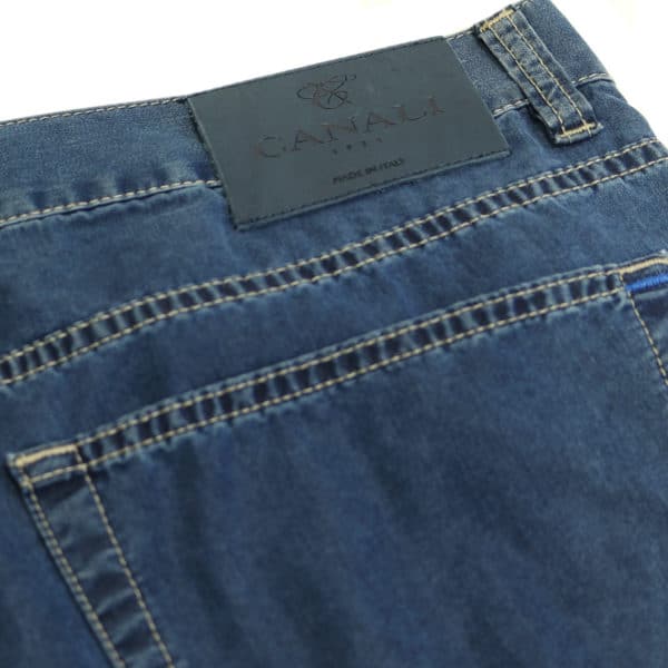 Canali jeans navy back pocket detail dark label