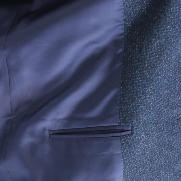Canali navy waffle textured jacket lining detail