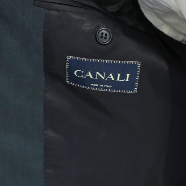 Canali silk and linen suit charcoal lining detail