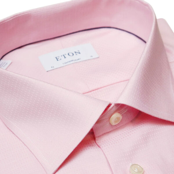 ETON SHIRT TEXTURED TWILL FRENCH CUFF PINK collar