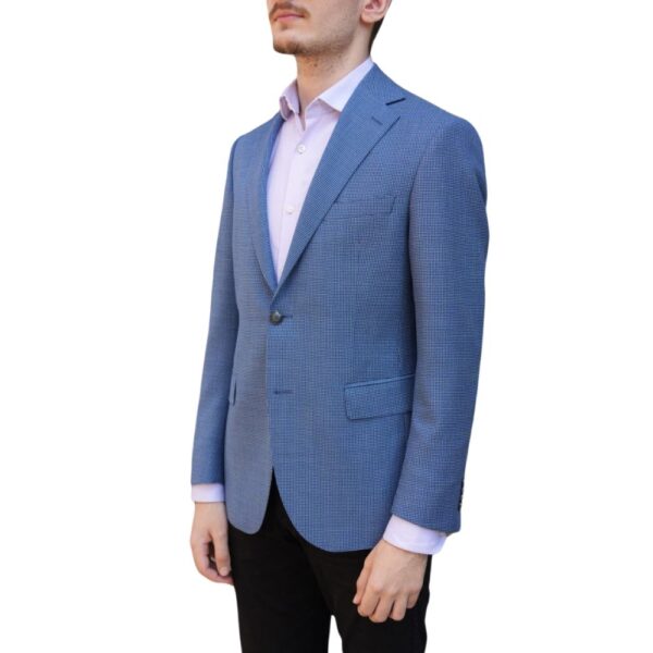 Eduard Dressler small check blue smart jacket side