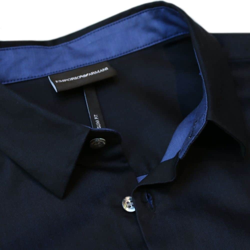 EMPORIO ARMANI BLACK DYED COTTON SHIRT | Menswear Online