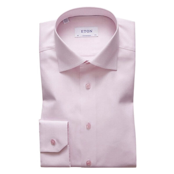 Eton Contemporary Fit Woven Textured Twill Pink Shirt