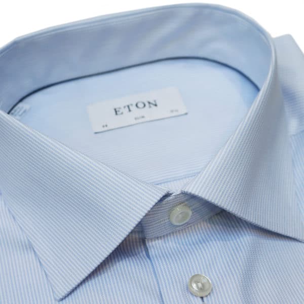 Eton shirt blue textured stripe collar