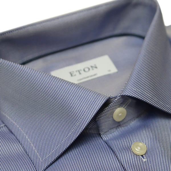 Eton shirt textured twill navy collar