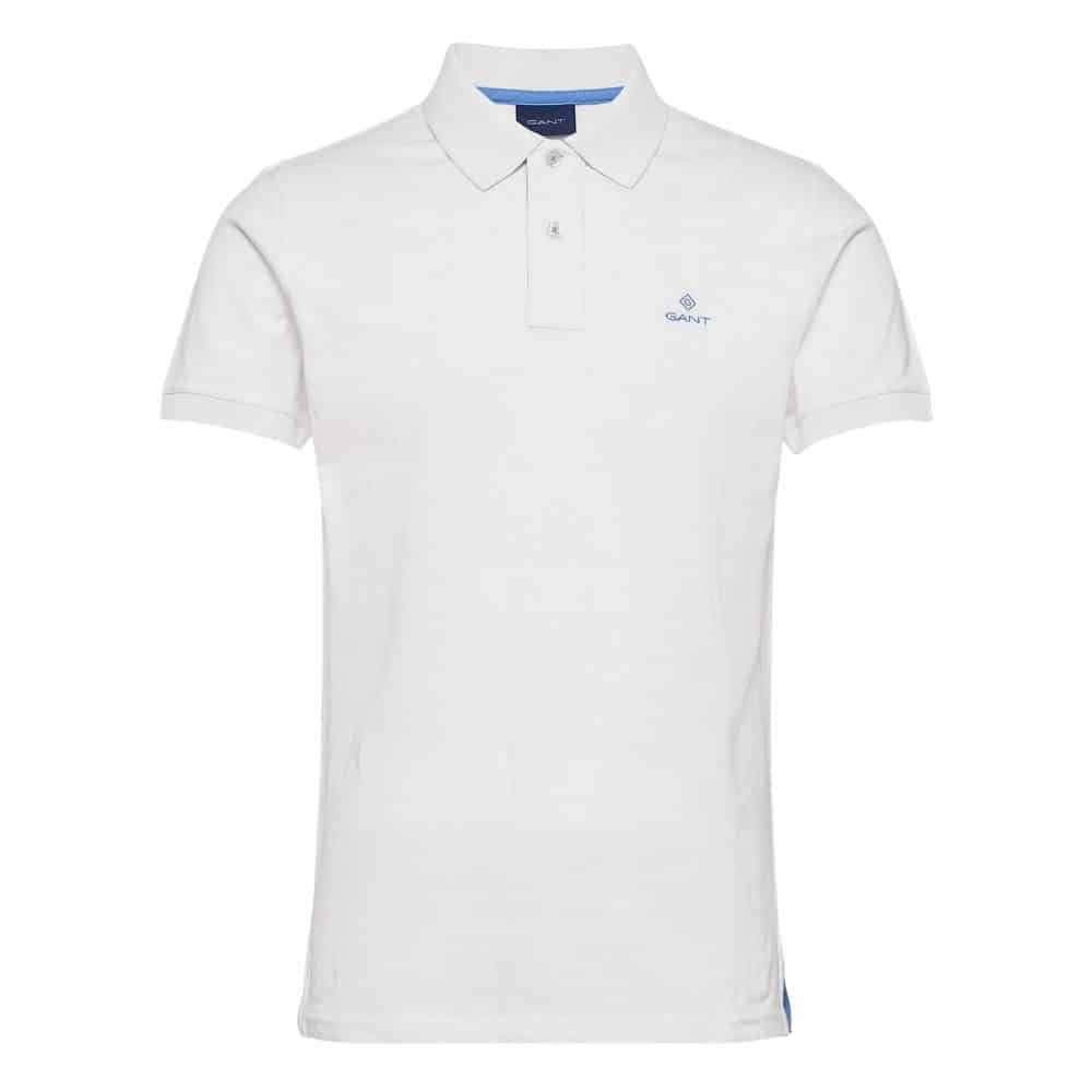 Gant Contrast Collar Pique Short Sleeve Rugger in Eggshell Front