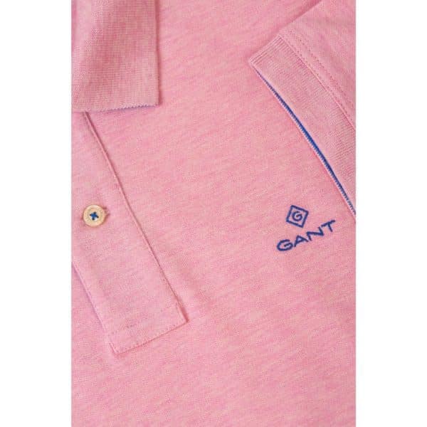 Gant Contrast Collar Pique Short Sleeve Rugger in Light pink collar